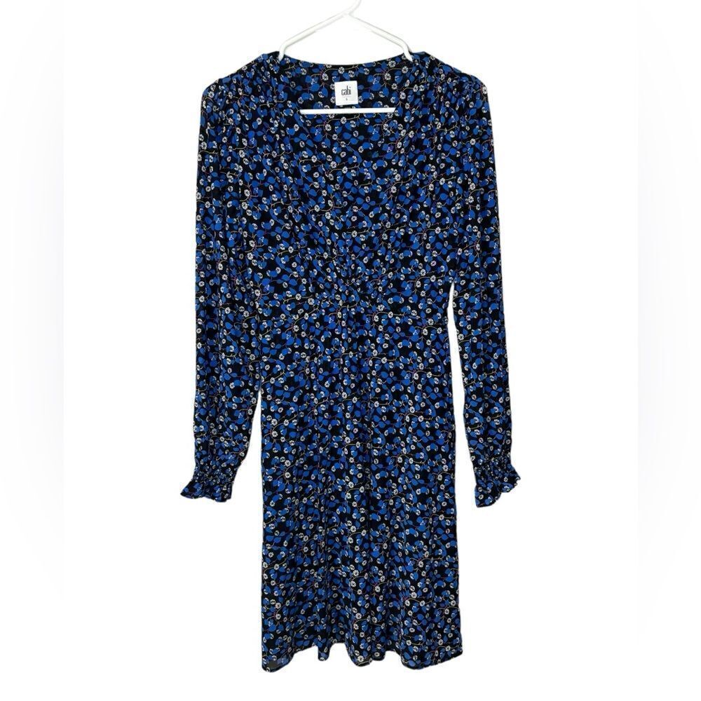 CAbi The Ten Dress floral double layer stretch long sleeve - Picture 3 of 8